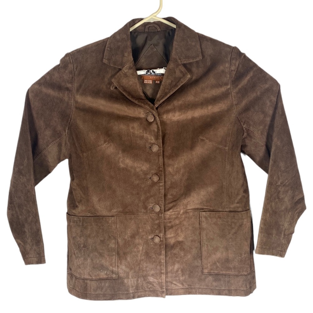 Vintage Stan Herman Studio Brown Suede Leather Jacket Coat Size M